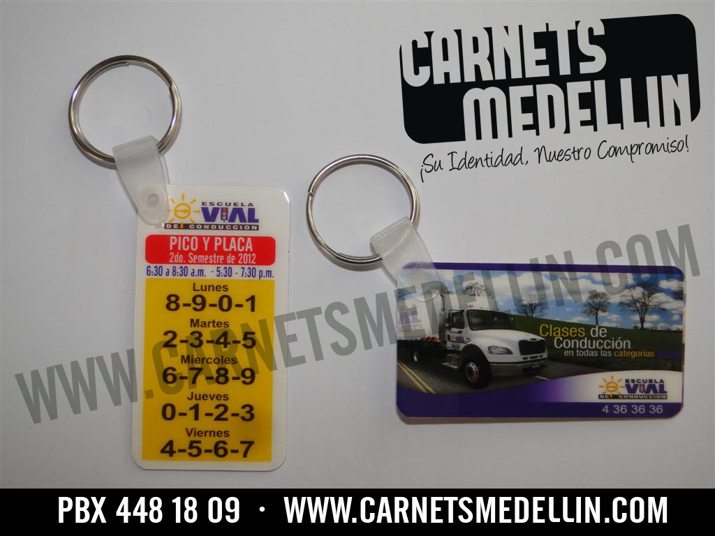 llavero pico y placa medellin bogota 2012 - herraje broche plastico